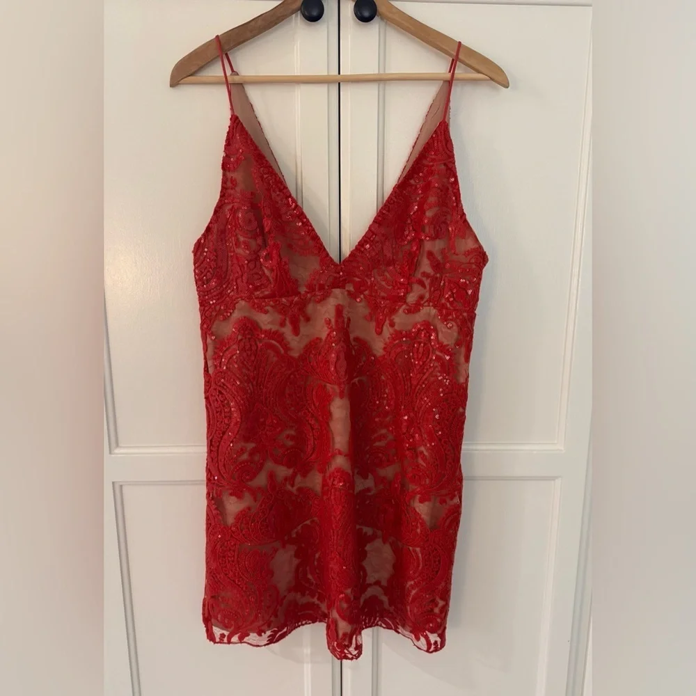 ♥️ Free People Night Shimmers Dress in Red